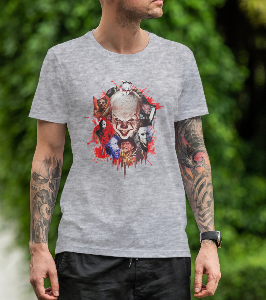 Halloween Killers Pennywise Michael Myers Freddy Krueger Jason Voorhees Jigsaw Horror Icons T-Shirt