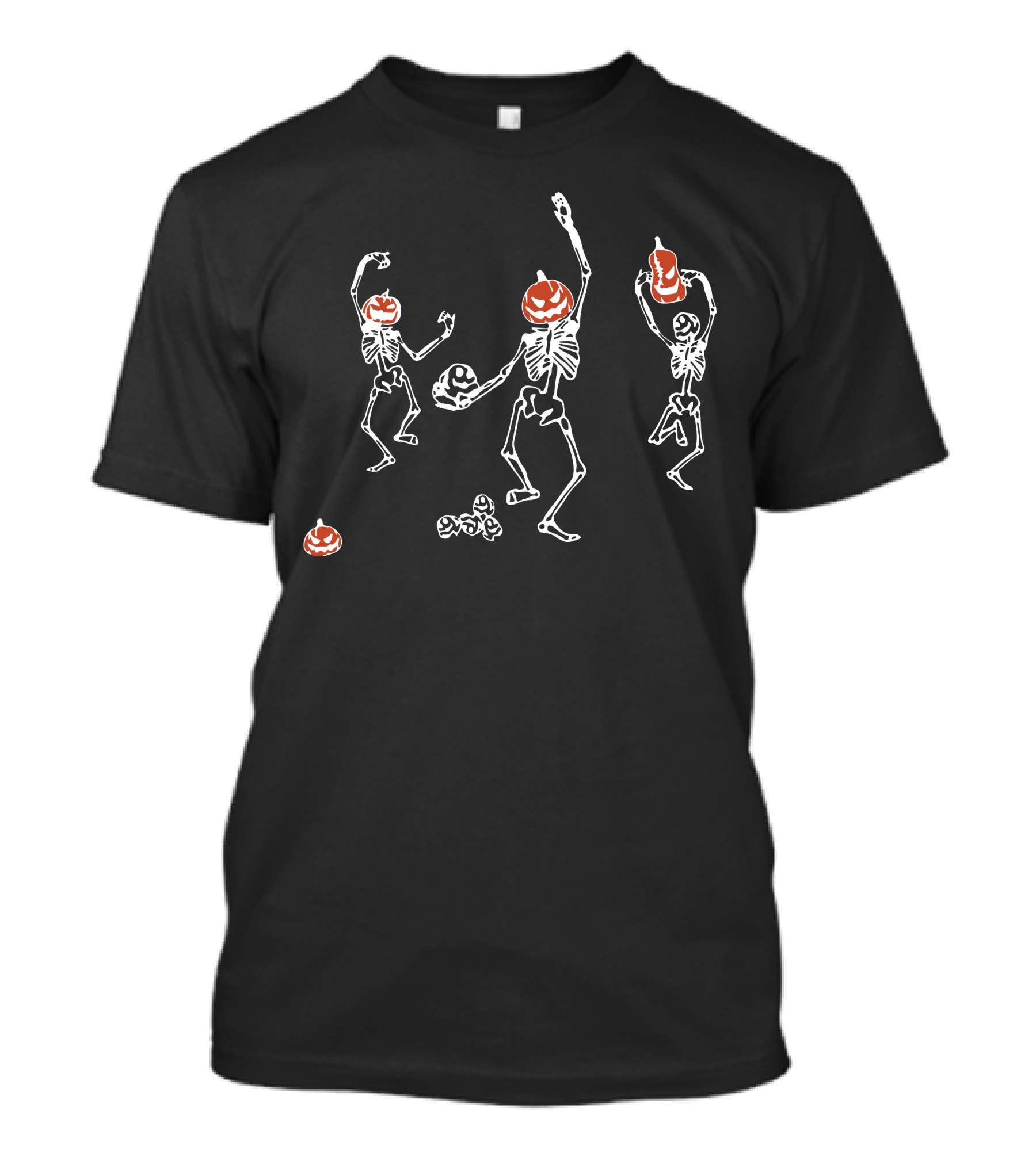 Dancing Pumpkin-Headed Skeletons Halloween Horror T-Shirt
