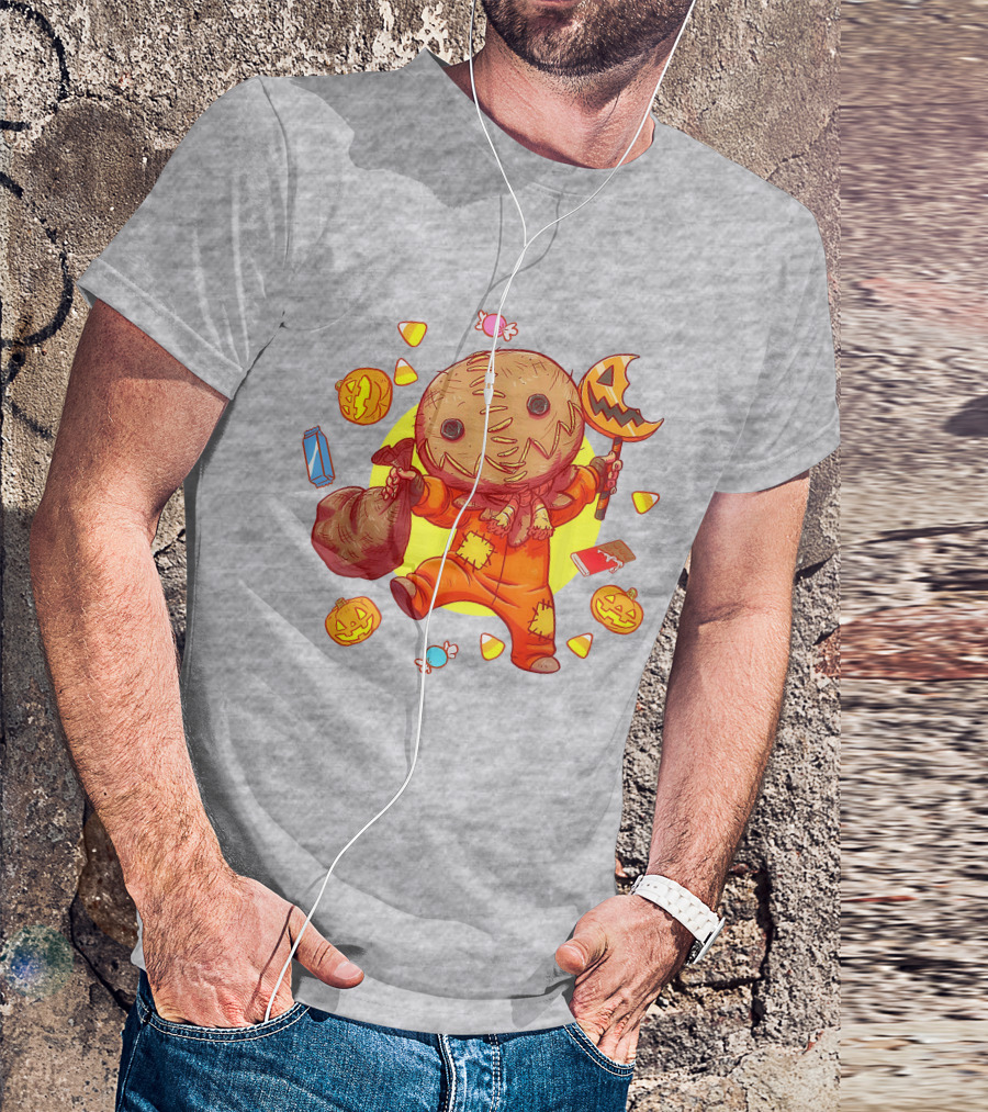 Trick R Treat Sam Halloween Cute Funny Pumpkin Candy Sack T-Shirt