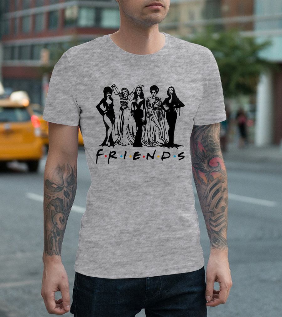 Horror Friends Squad Gothic Icons In Classic TV Show T-Shirt