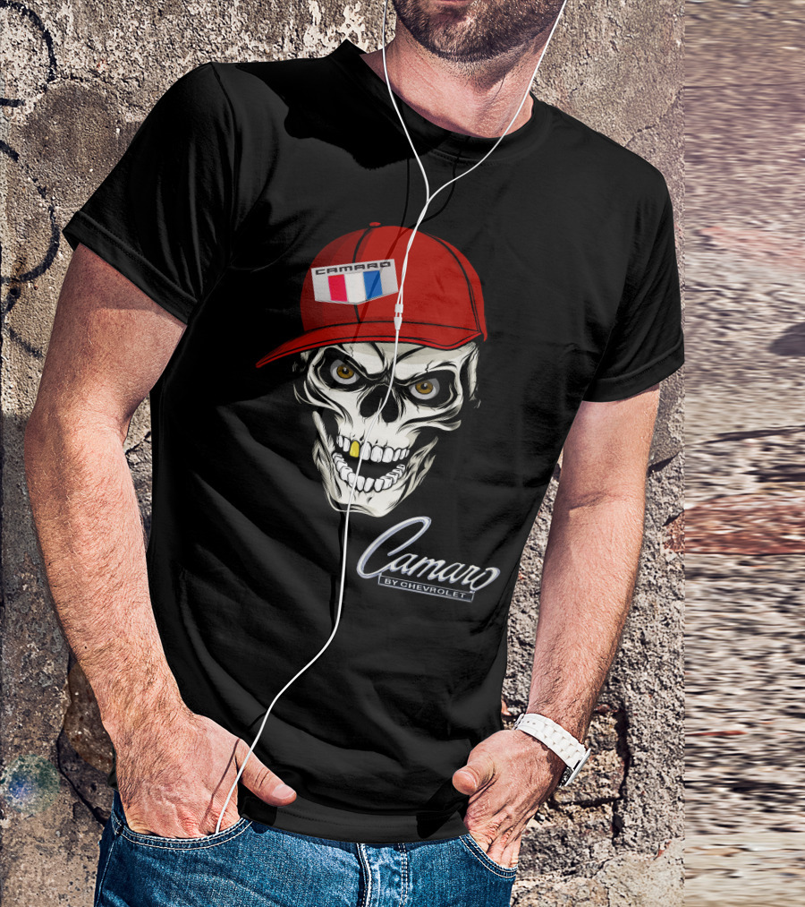 Camaro Skull With Red Cap By Chevrolet T-Shirt