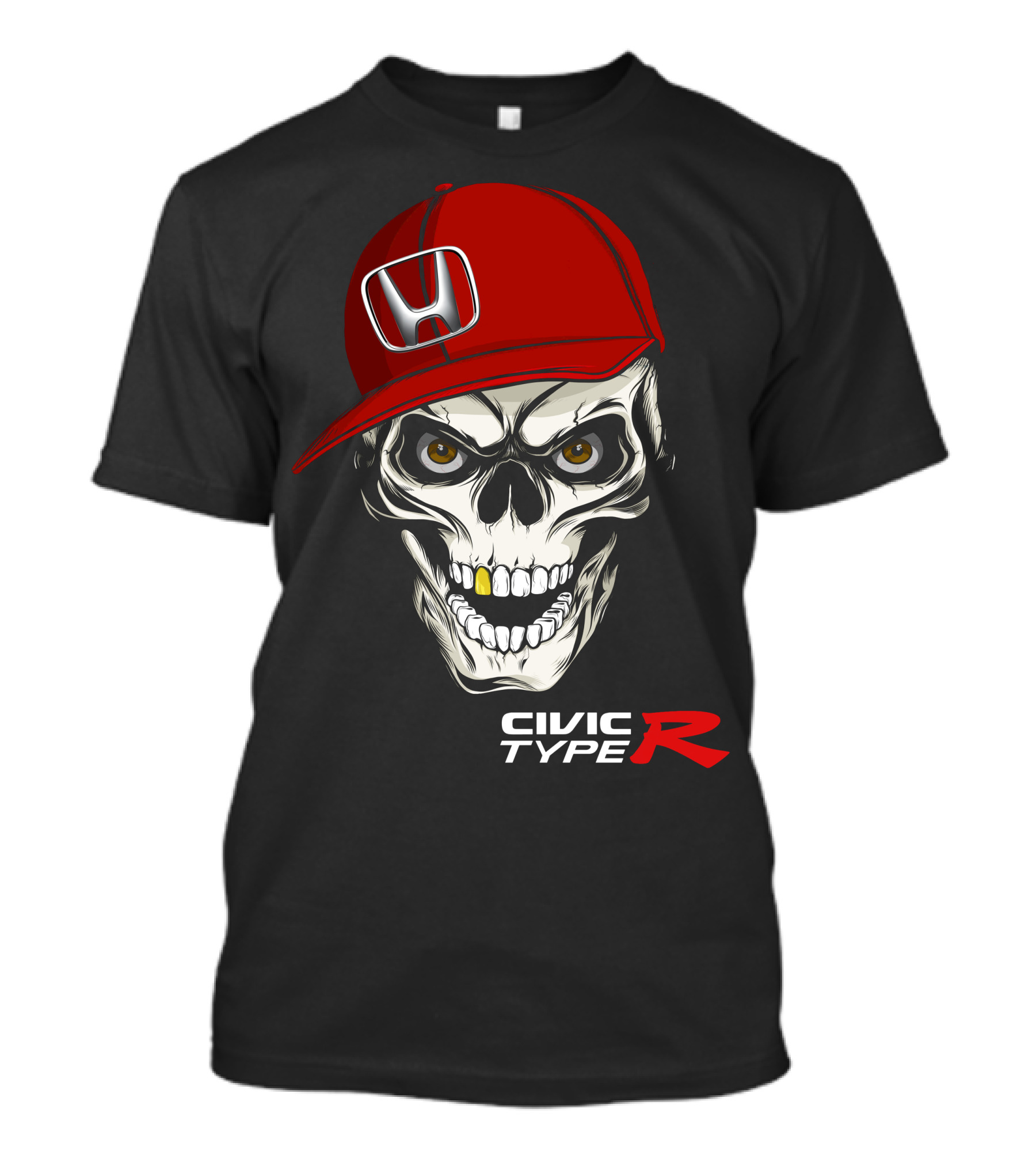 Civic Type R Skull With Red Honda Cap T-Shirt