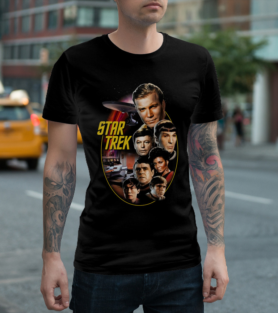 Star Trek Original Series Crew and Starship Enterprise T-Shirt
