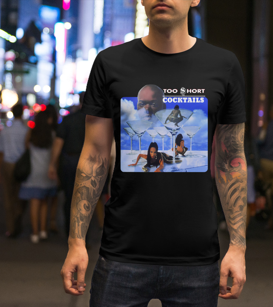 Too Short Cocktails Album Cover Sky And Martini Glasses T-Shirt