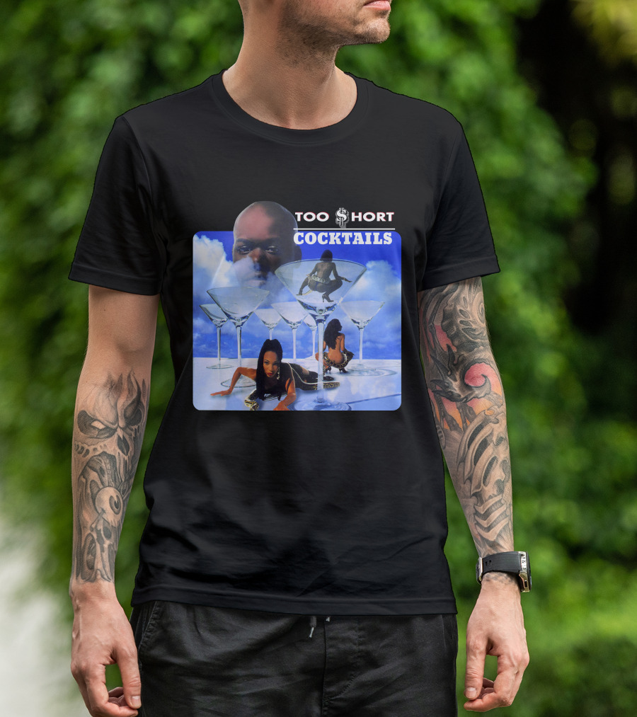 Too Short Cocktails Album Cover Sky And Martini Glasses T-Shirt