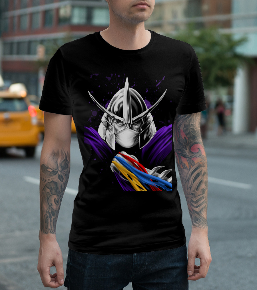 Shredder Ninja Turtles Villain With Colorful Energy Bands T-Shirt
