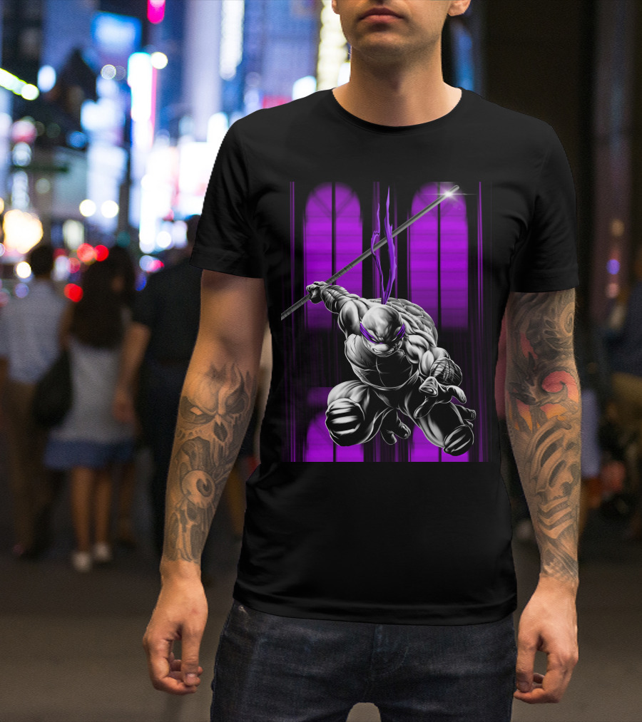 Teenage Mutant Ninja Turtles Donatello Action Pose Purple Bandana Bo Staff T-Shirt