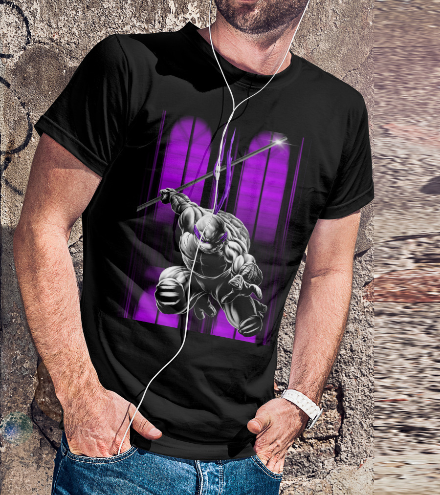 Teenage Mutant Ninja Turtles Donatello Action Pose Purple Bandana Bo Staff T-Shirt
