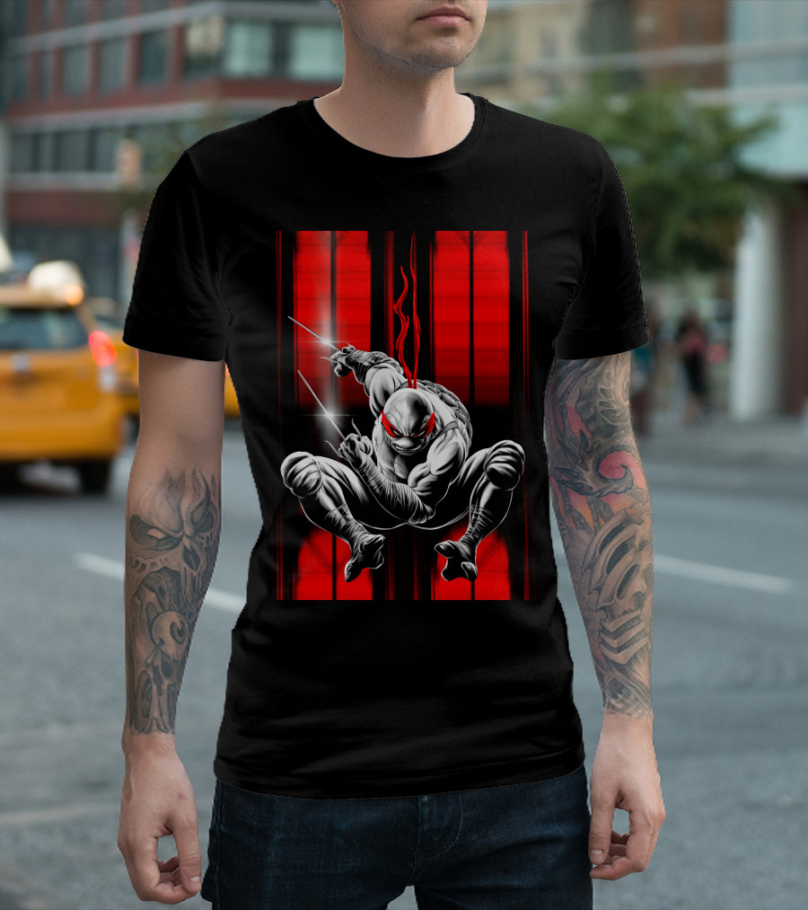 Raphael Ninja Turtle Red Bandana Sais Black and Red Stripes T-Shirt