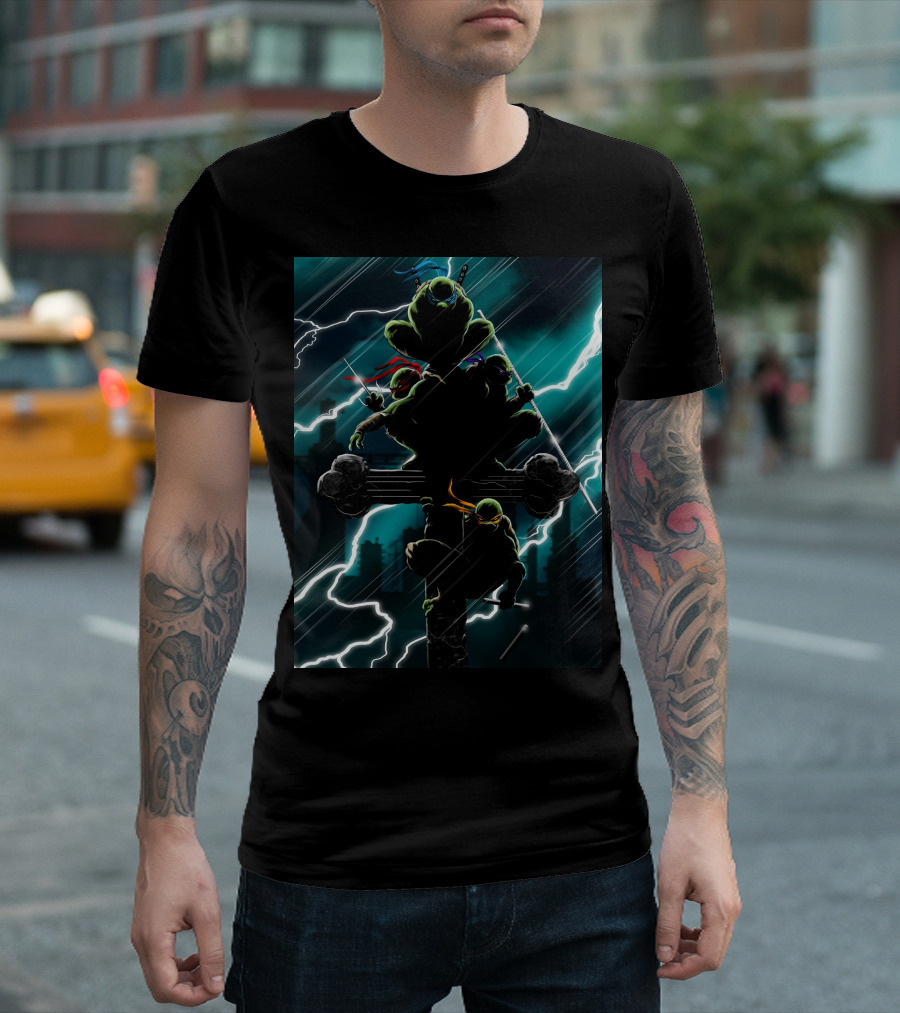 Teenage Mutant Ninja Turtles Lightning Silhouette Rooftop Heroes T-Shirt