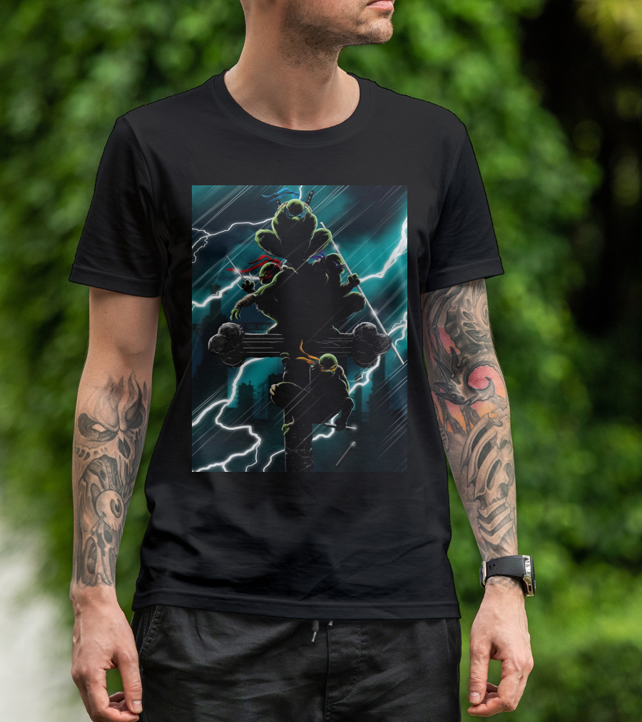 Teenage Mutant Ninja Turtles Lightning Silhouette Rooftop Heroes T-Shirt