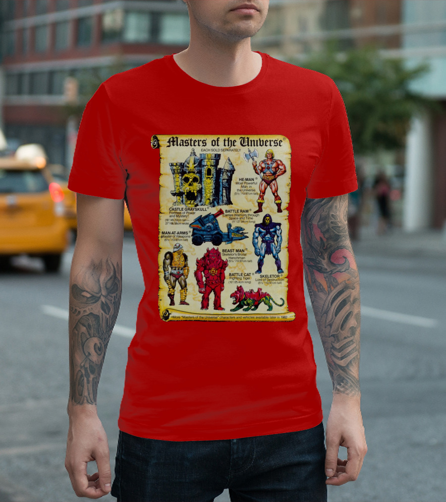Masters Of The Universe He-Man Castle Grayskull Skeletor Battle Ram Man-At-Arms Beast Man Battle Cat T-Shirt