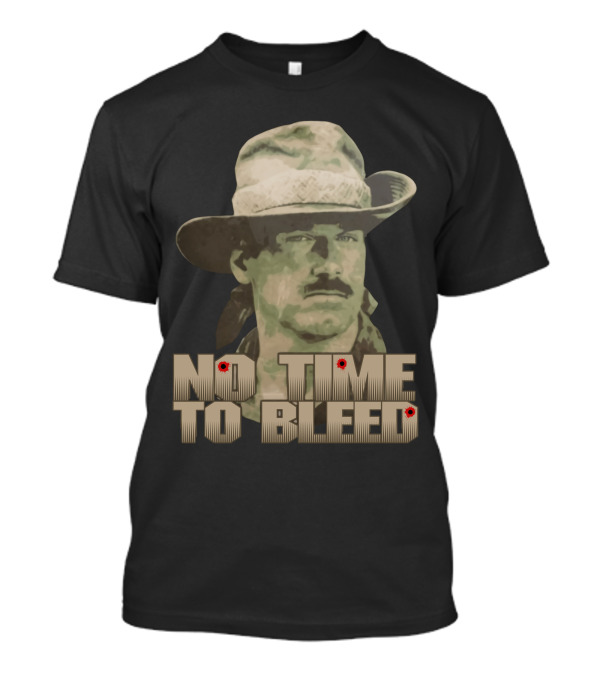 Predator No Time To Bleed Soldier Portrait With Text And Bullet Holes T-Shirt