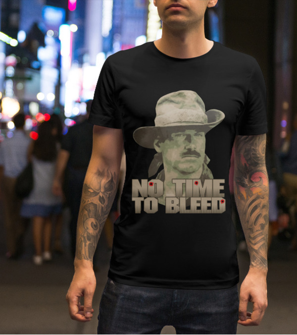 Predator No Time To Bleed Soldier Portrait With Text And Bullet Holes T-Shirt
