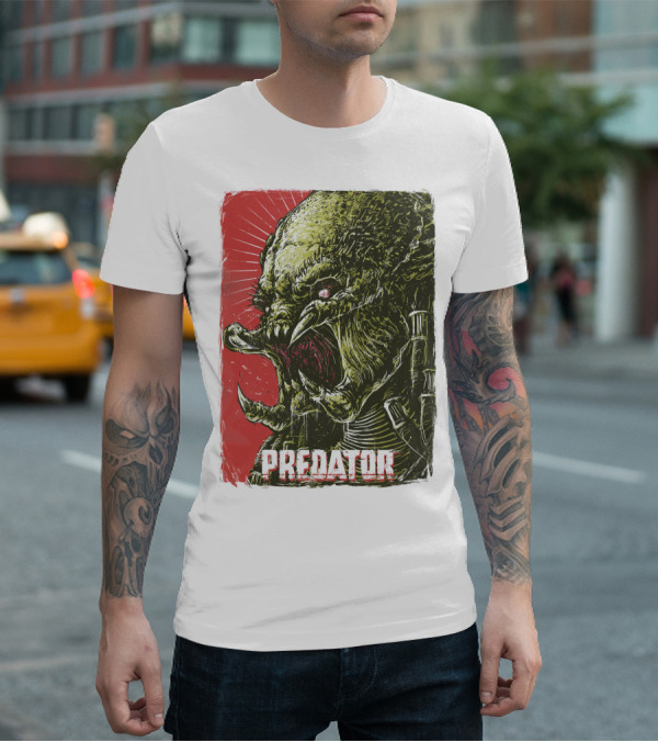 Predator Alien Creature Stylized Artwork Vintage Film T-Shirt