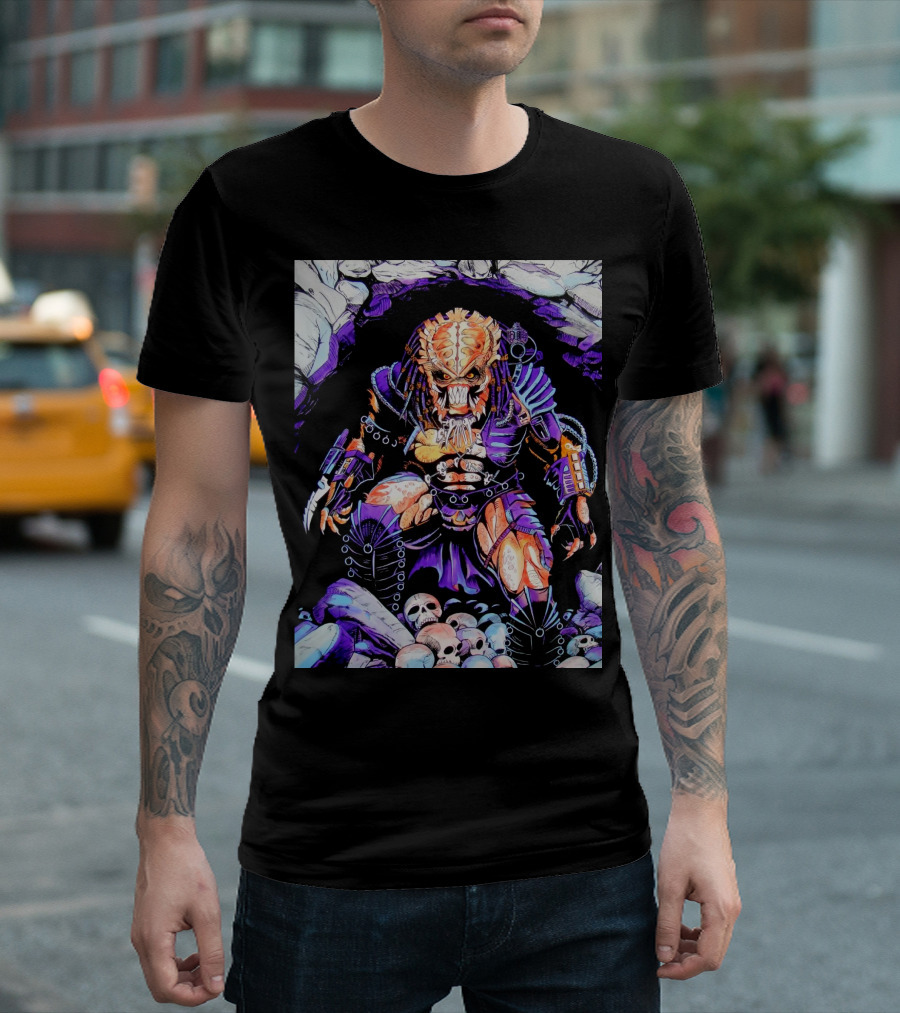 Predator Alien Hunter with Skull Cave and Armor T-Shirt