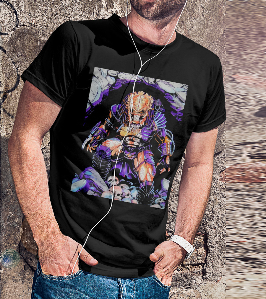 Predator Alien Hunter With Skull Cave And Armor T-Shirt