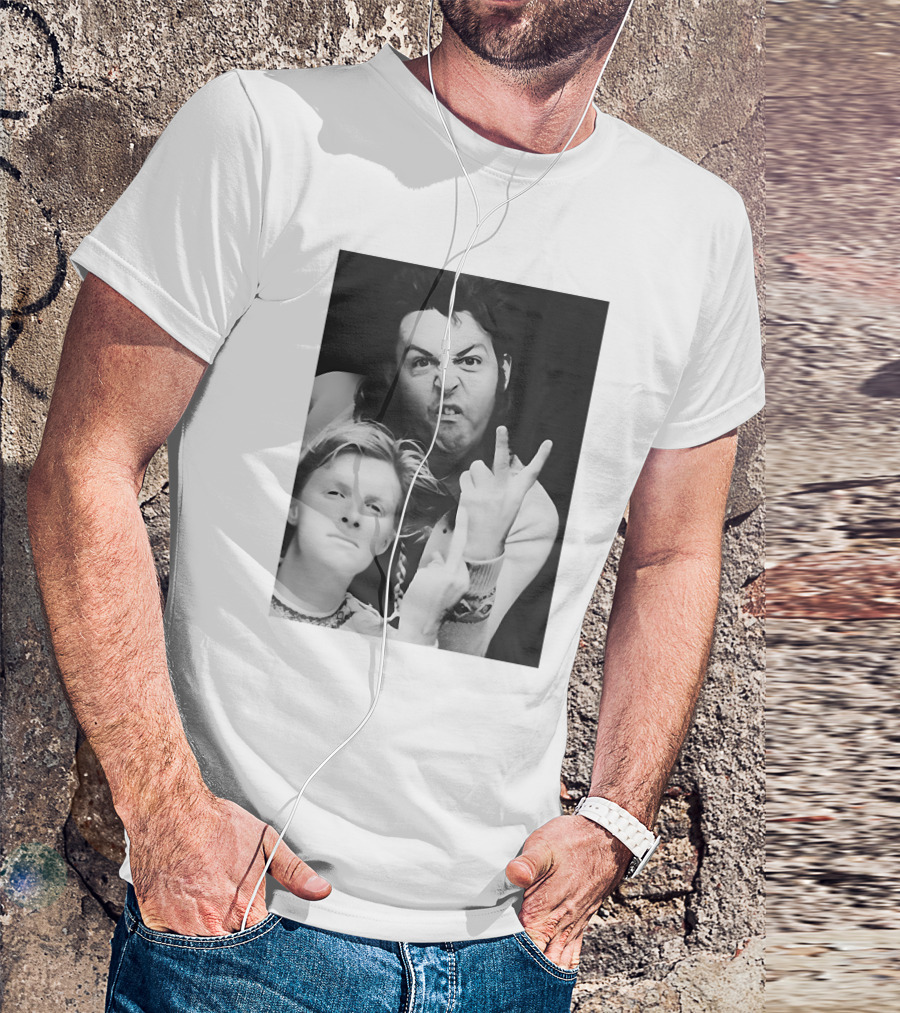 Paul Linda Wings Over Europe V Iconic Rock Duo Black White Photographic T-Shirt