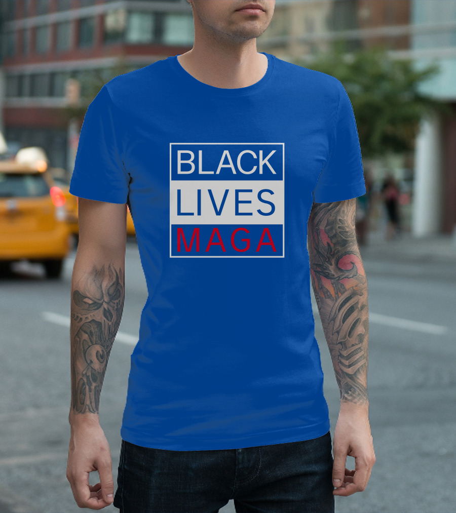 Black Lives Maga Textual Logo Design in Blue White and Red T-Shirt