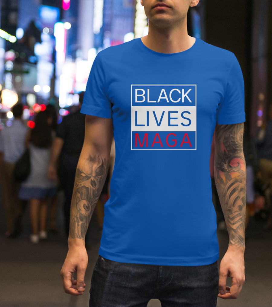 Black Lives Maga Textual Logo Design In Blue White And Red T-Shirt