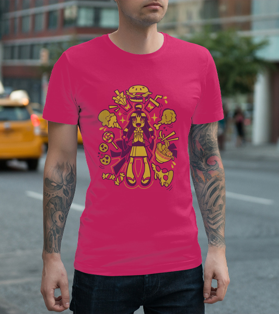 Ace Attorney Collection Maya's Delights with Burgers, Fries, Noodles, Lollipops, and Pizza T-Shirt