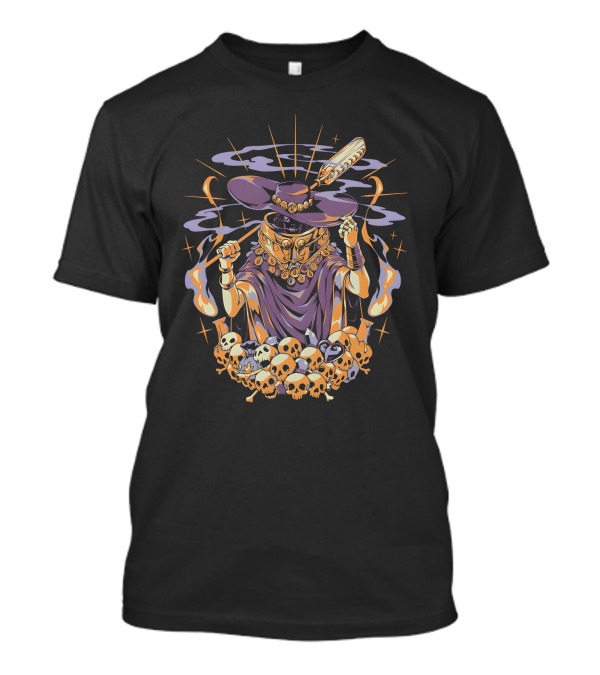 Hades The Stygian Boatman Surrounded By Flaming Skulls And Mystical Elements T-Shirt