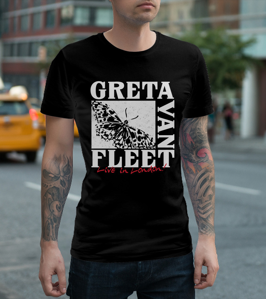 Greta Van Fleet Live In London Butterfly Motif T-Shirt