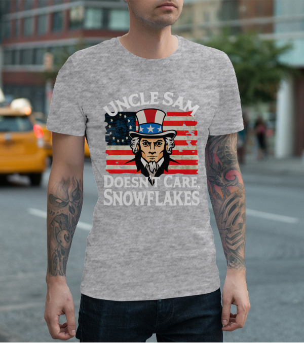 Uncle Sam Doesn't Care Snowflakes American Flag T-Shirt