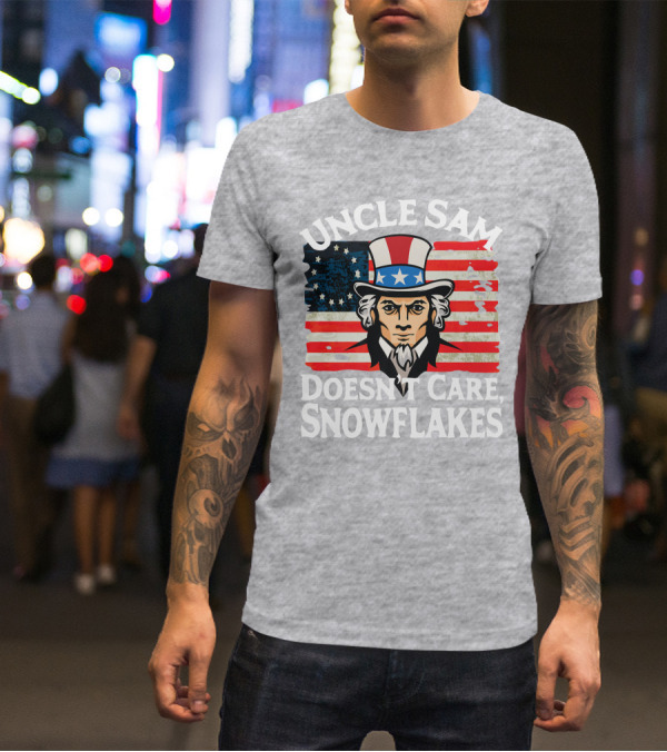 Uncle Sam Doesn't Care Snowflakes American Flag T-Shirt