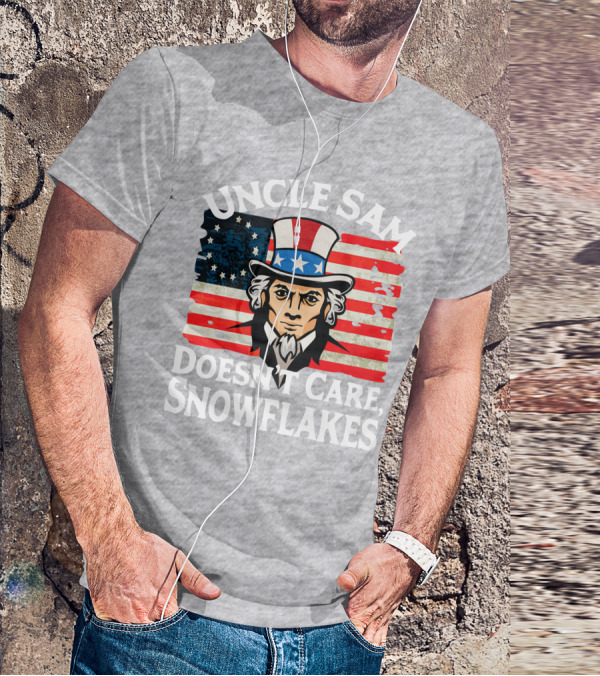 Uncle Sam Doesn't Care Snowflakes American Flag T-Shirt