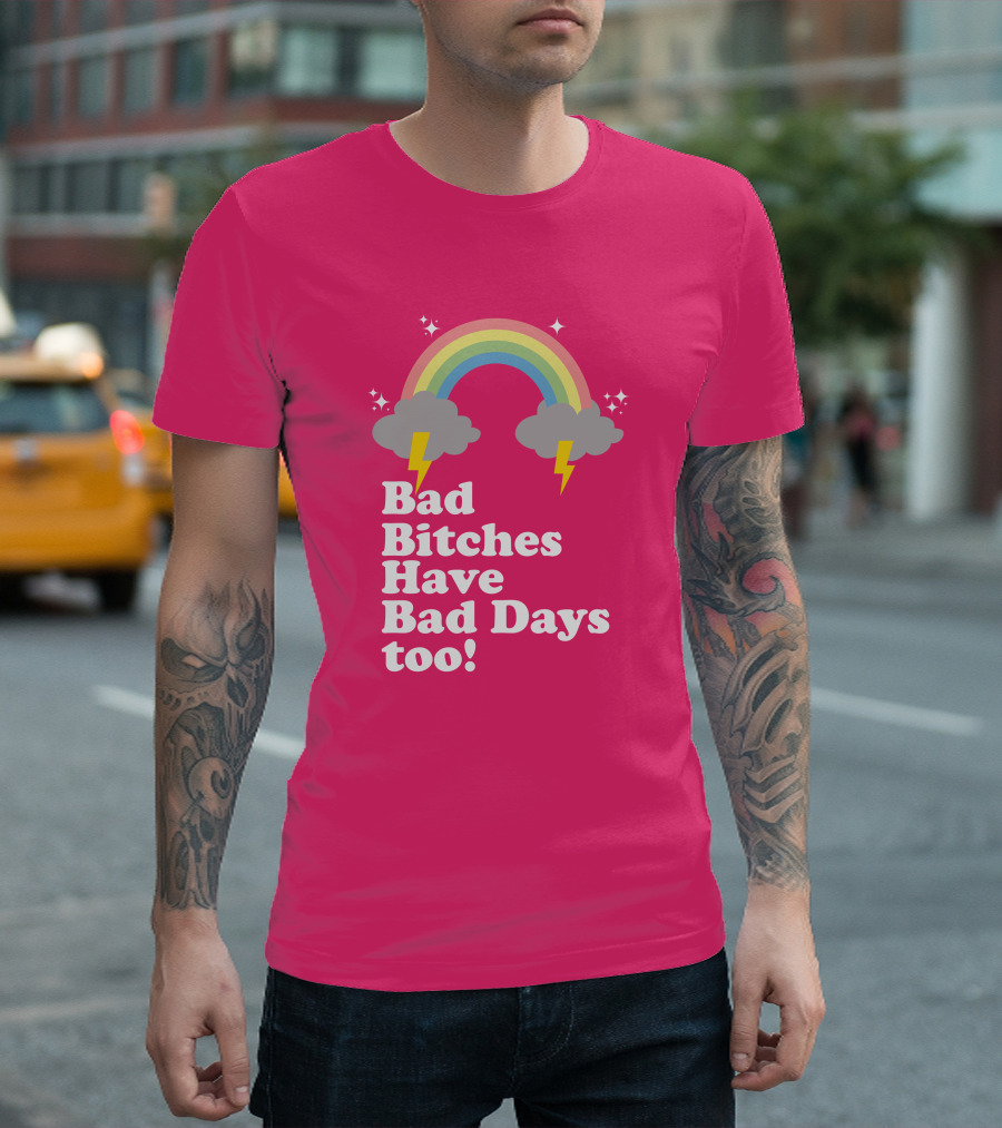 Megan Thee Stallion Bad Bitches Have Bad Days Too Pink Rainbow T-Shirt
