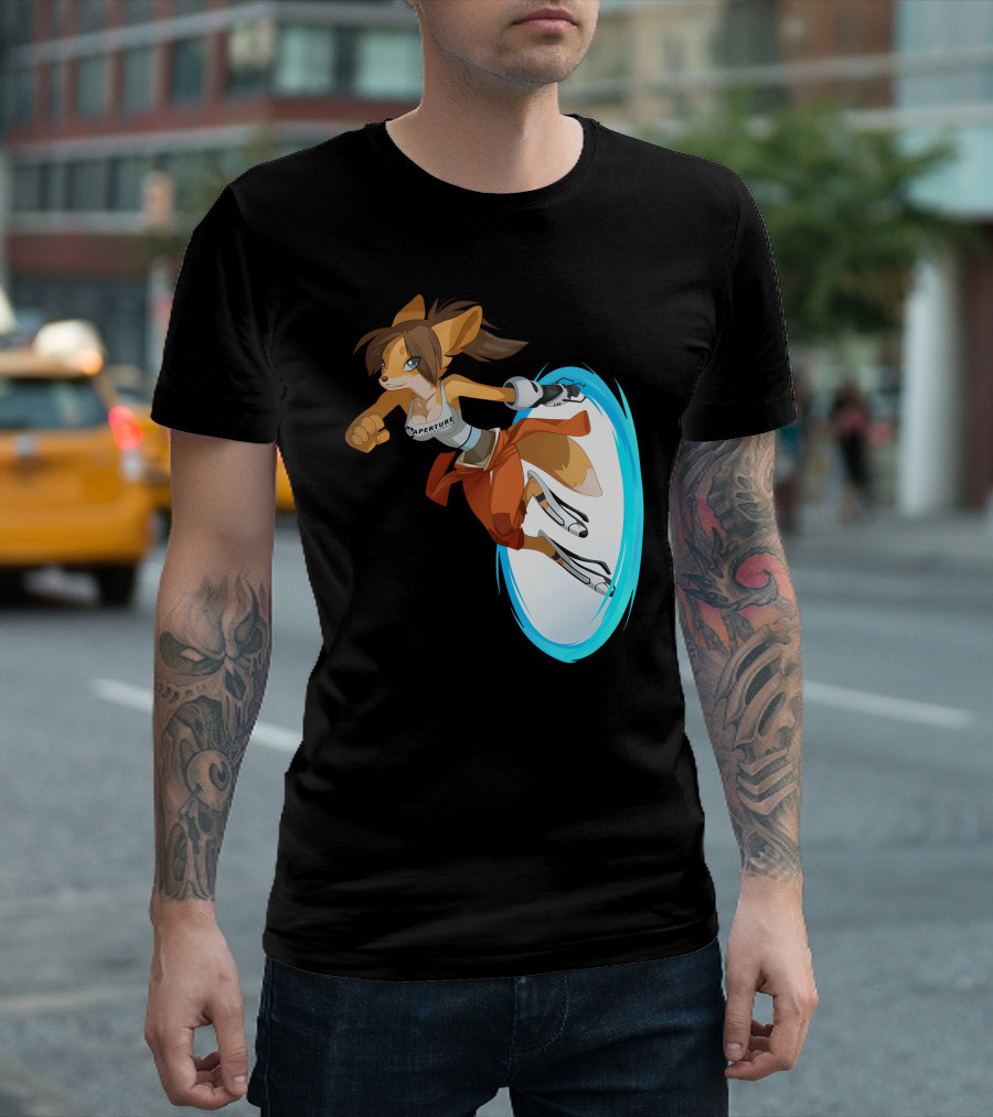Sajira Aperture Laboratories Fox Chell Stormi Folf Portal Character T-Shirt
