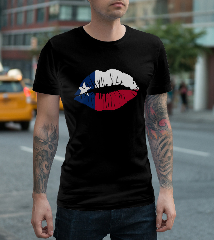 Texas Lone Star Flag Lips T-Shirt