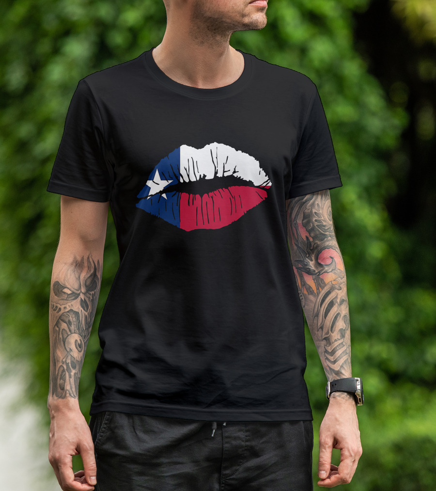 Texas Lone Star Flag Lips T-Shirt