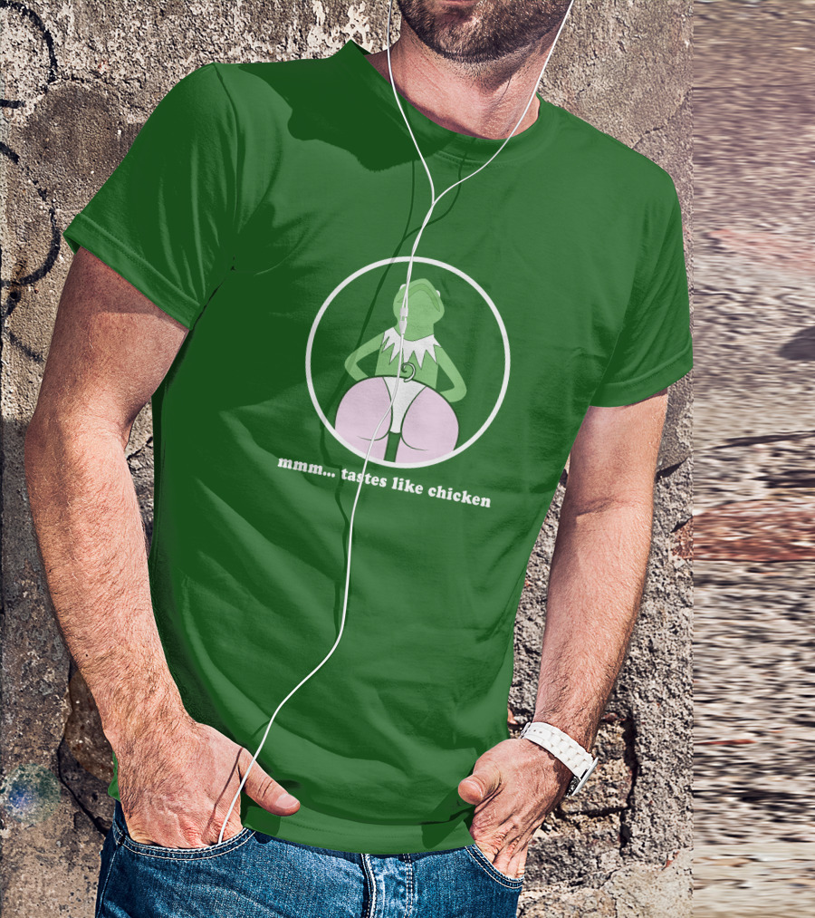 Kermits Frog Mmm Tastes Like Chicken Humorous Green Circle T-Shirt