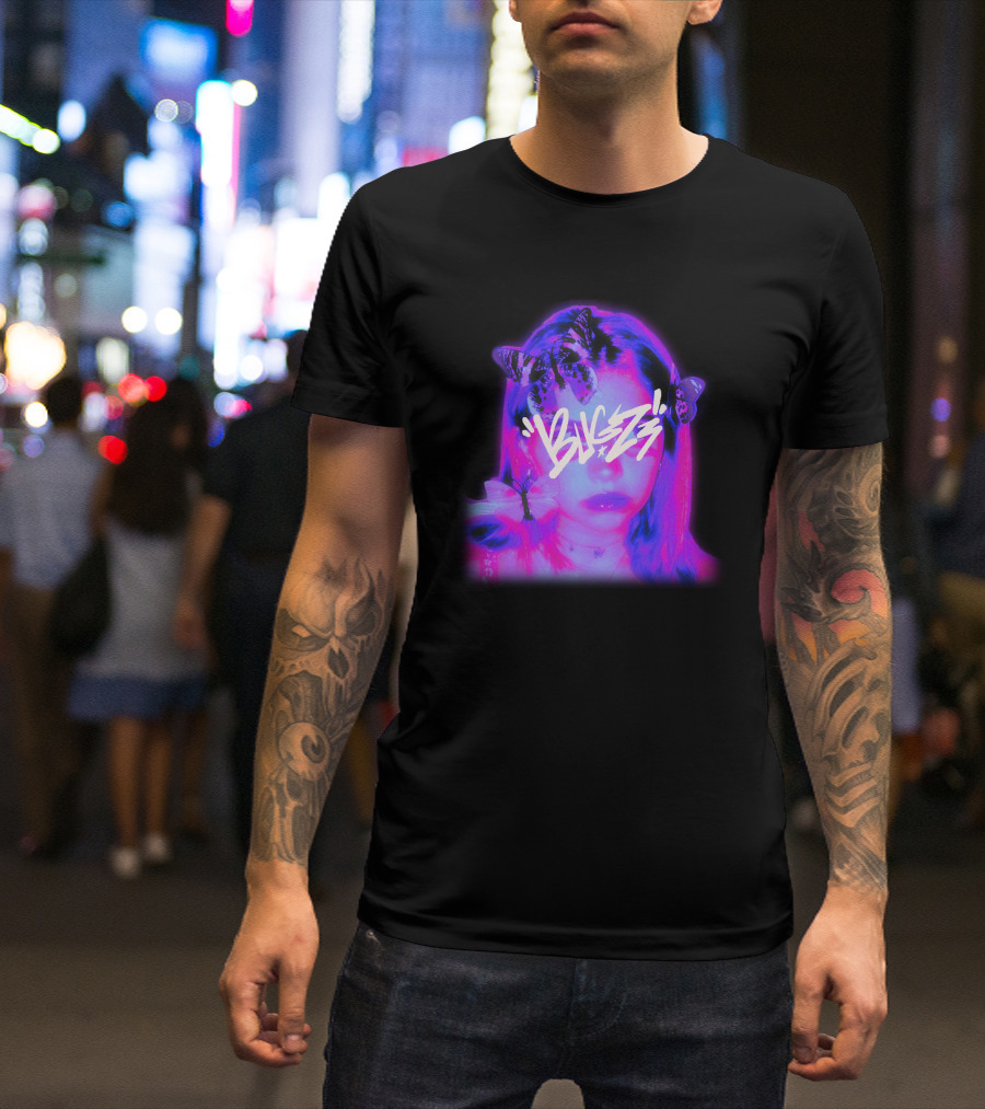 Bugzz Girl Neon Butterfly Aesthetic T-Shirt