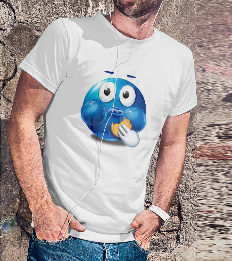 Pac-Man Style Blue Ghost Eating Cookies Hungee T-Shirt