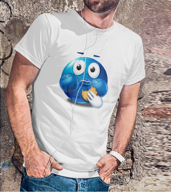 Pac-Man Style Blue Ghost Eating Cookies Hungee T-Shirt