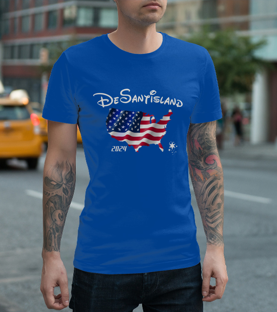 Desantisland 2024 American Flag Map T-Shirt