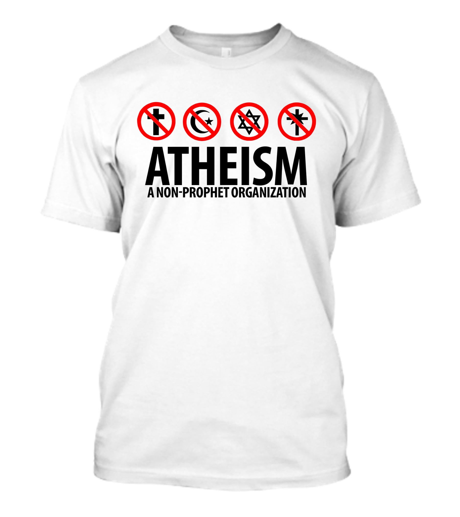 Atheist Republic Atheism A Non-Prophet Organization Cross Crescent Star Marks T-Shirt