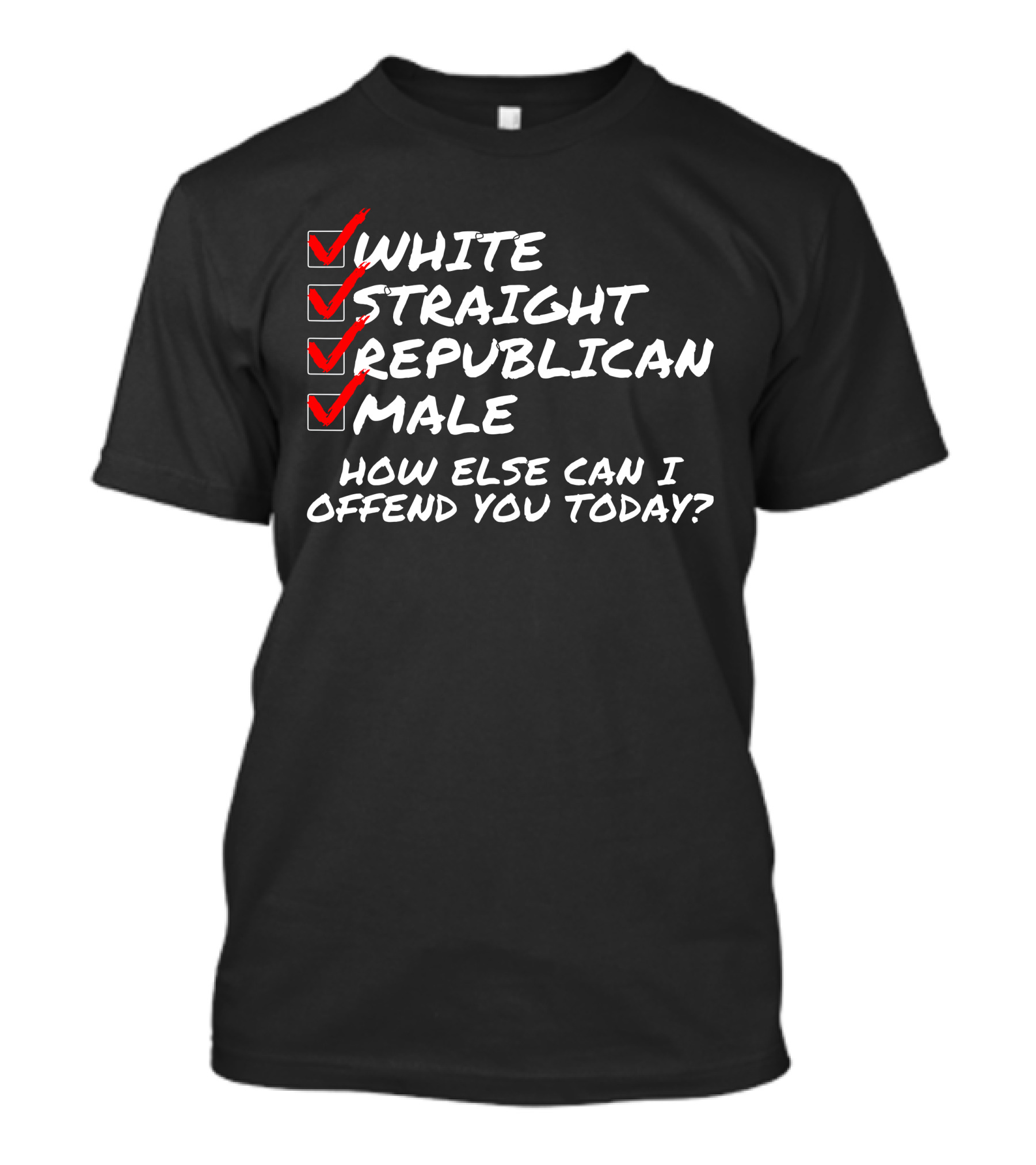 White Straight Republican Male How Else Can I Offend You Today Checklist T-Shirt