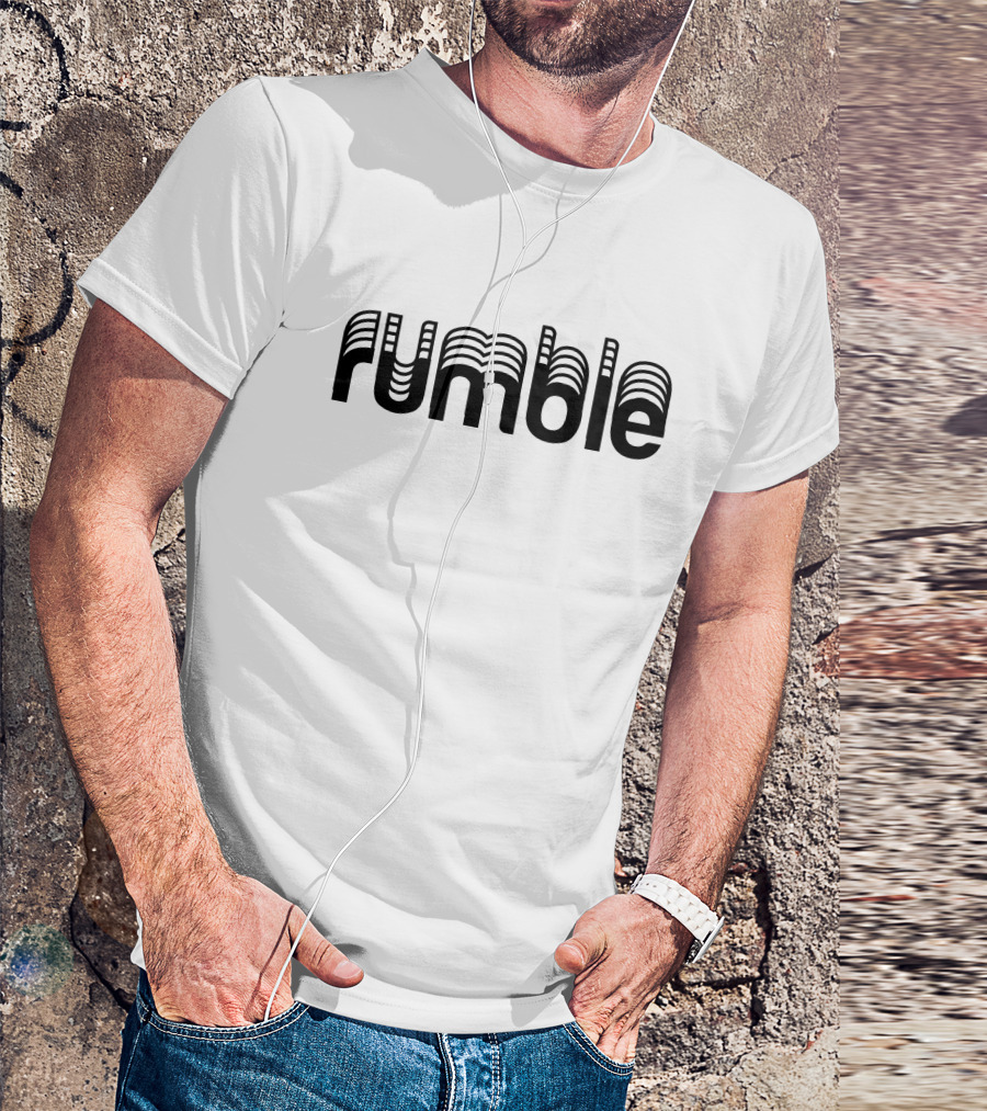Rumble Optical Illusion Text Design White T-Shirt