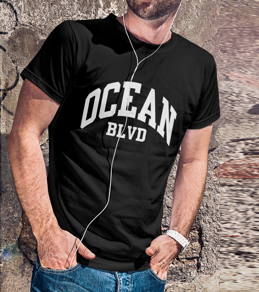 Ocean BLVD Bold Arch Typography T-Shirt