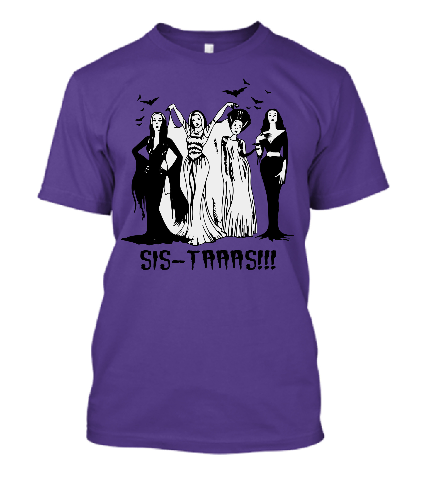 SIS-TAAAS Gothic Witches Halloween Illustration With Bats T-Shirt