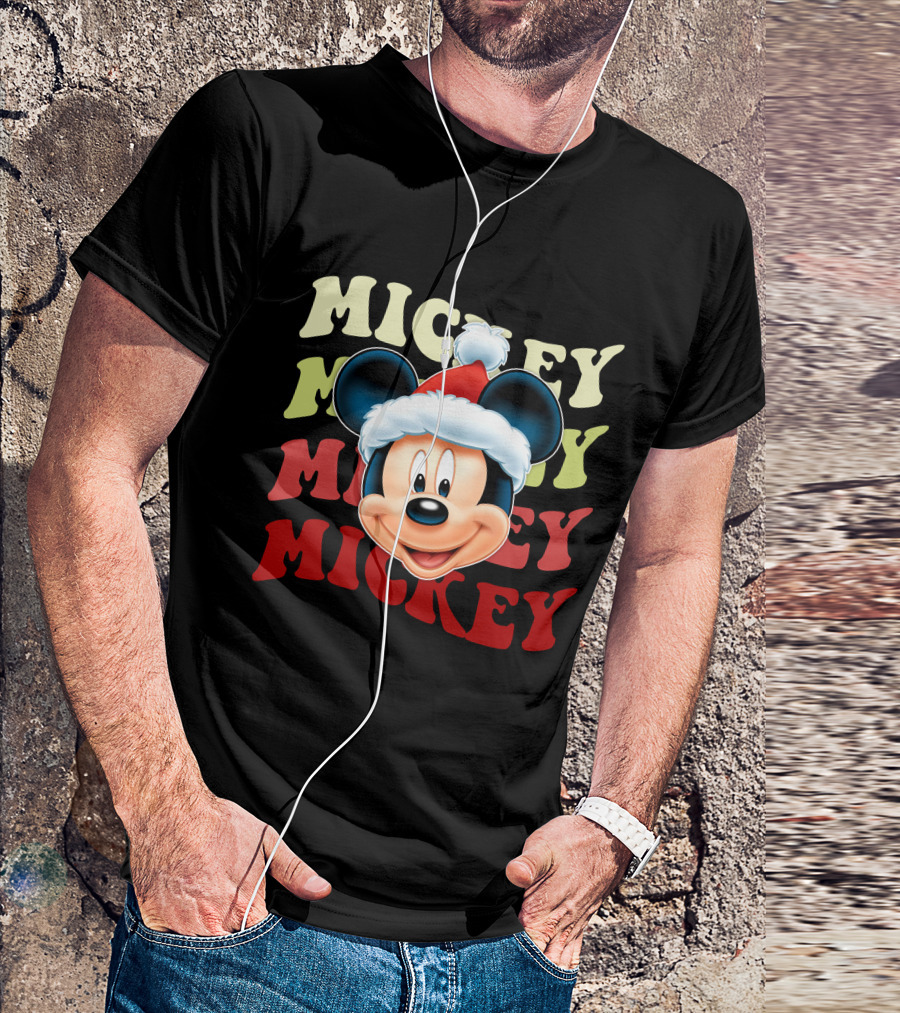 Mickey Mouse Christmas Santa Hat Holiday Festive T-Shirt