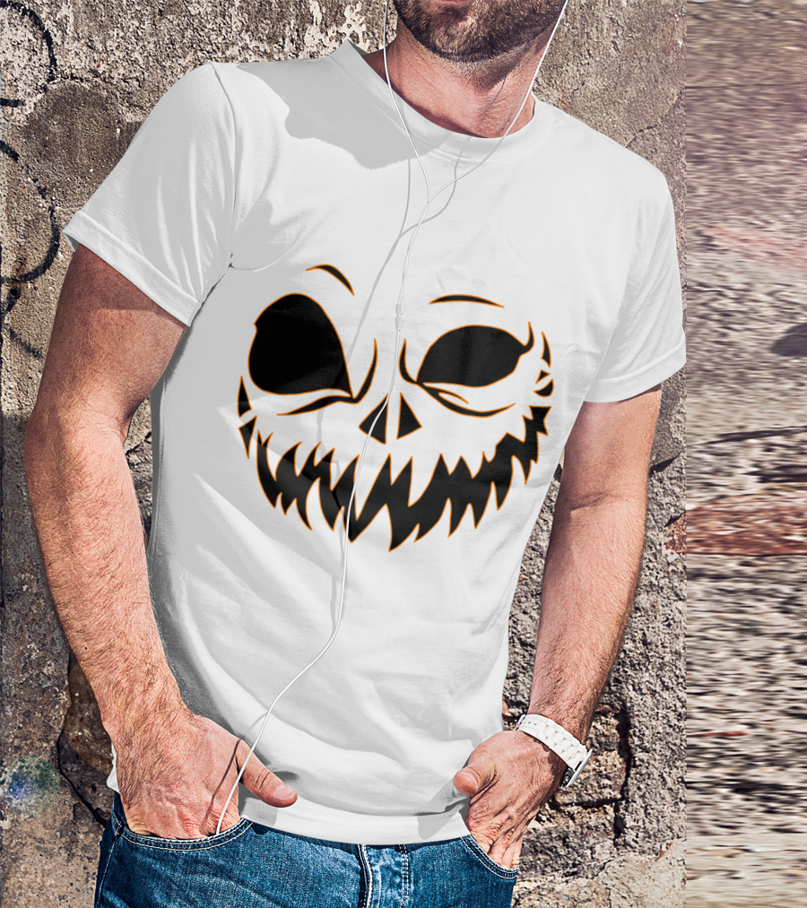 Halloween Scary Evil Pumpkin Head With Funny Pumpkin Face T-Shirt