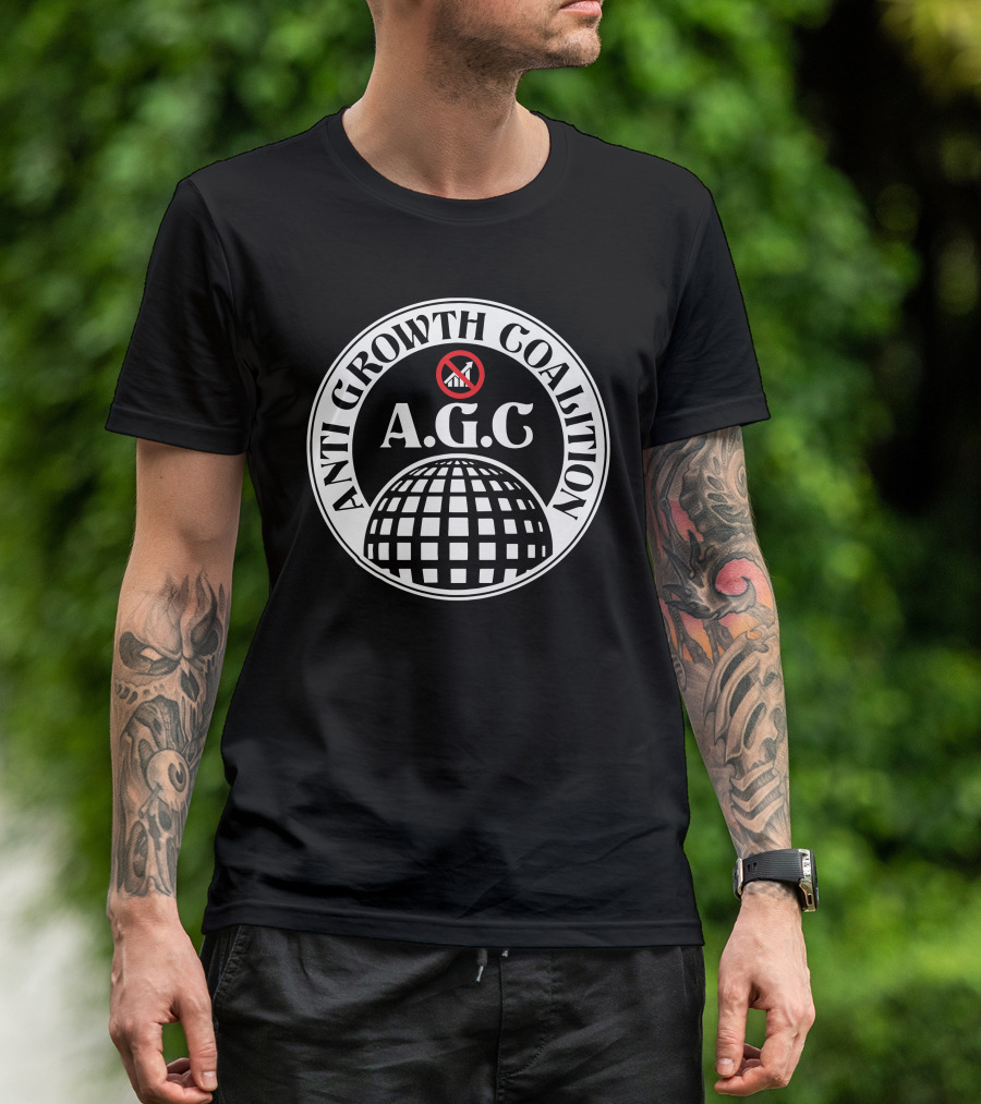 ANTI GROWTH COALITION A.G.C. No Symbol Arrow Globe T-Shirt
