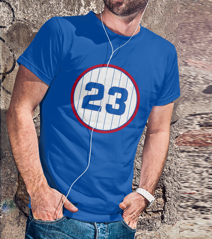 Harry Caray 23 Baseball Number Circle Blue Pinstripe T-Shirt