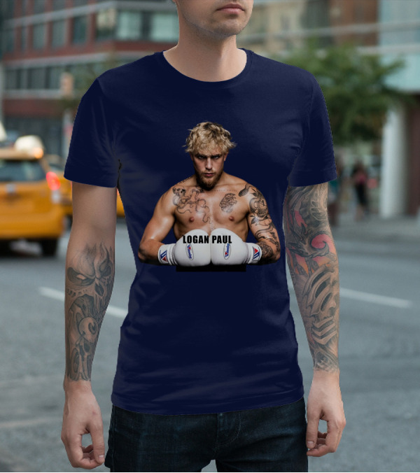 LOGAN PAUL Boxing Pose With Tattoos And Boxing Gloves T-Shirt