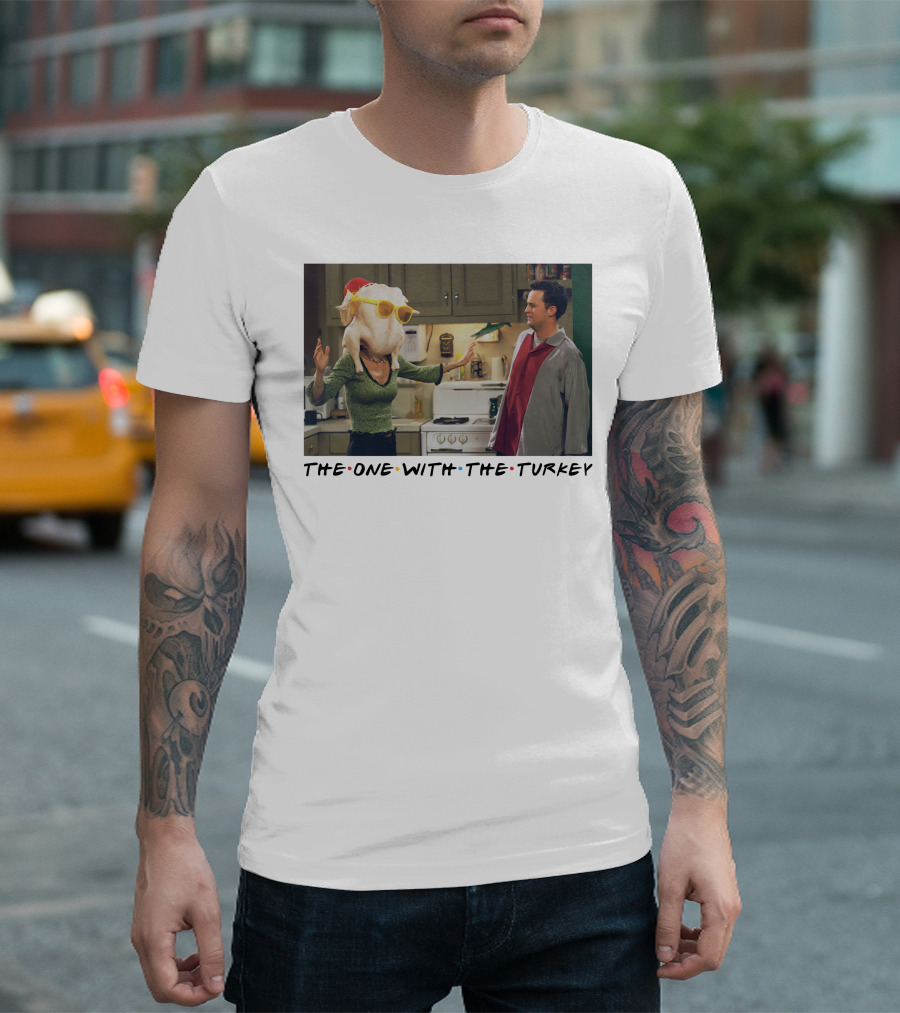 The One With The Turkey Glasses Santa Hat T-Shirt
